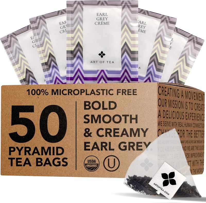 Art of Tea Organic Earl Grey Crème Tea - 50 Pyramid Bags - Image 1